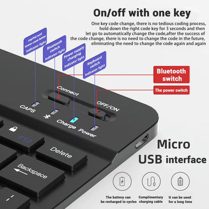 Mini Bluetooth Keyboard RGB Wireless Keyboard 10 Inch Backlit Keyboard Backlight Touchpad Keyboard for IOS Android Windows Ipad